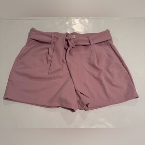 LOFT High-Waist Tie-Belt Shorts in Pale Rose